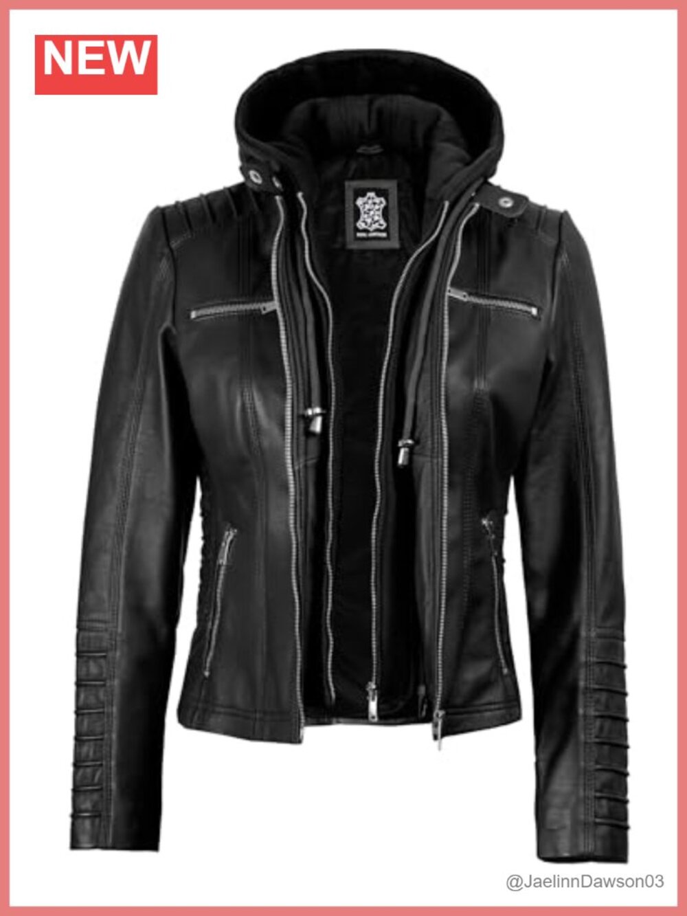 Real Lambskin Leather Jacket Women Hooded Bomber Aviator
